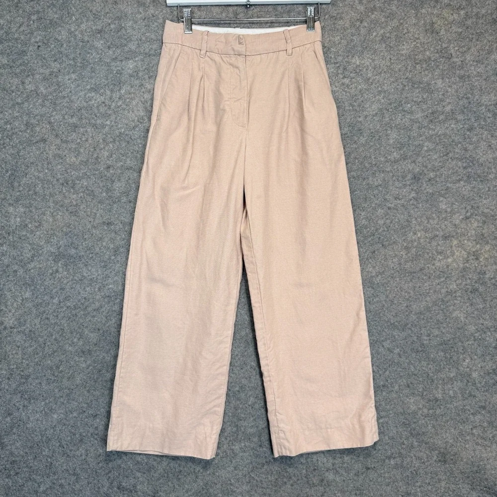 Wilfred Effortless Pants Womens‎ 2 Linen Blend Wide Leg Pleated Rose Pink